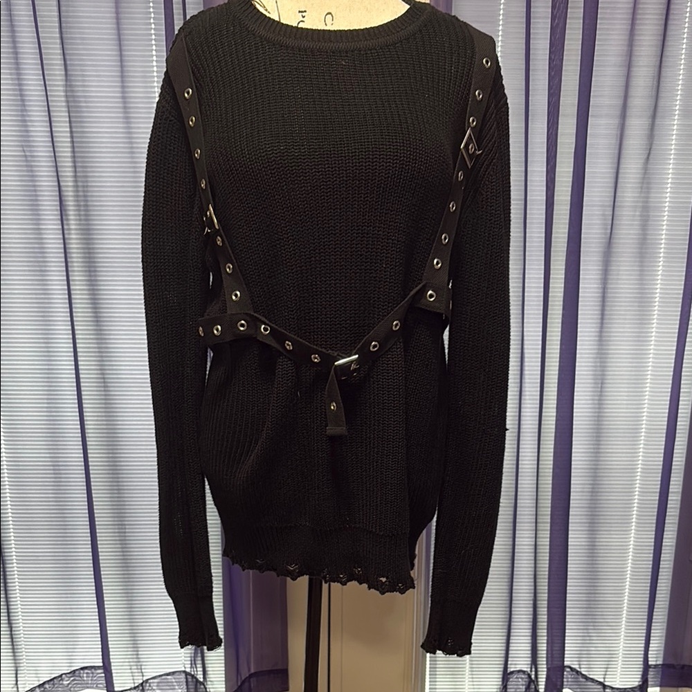 Killstar Black Sweater with Strap Details